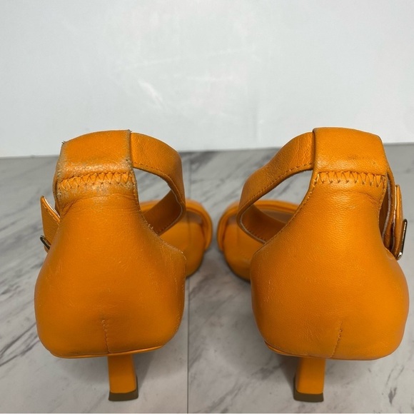 Franco Sarto Bery Orange Leather Ankle Strap Heeled Sandal 6 1/2 M - Picture 4 of 16